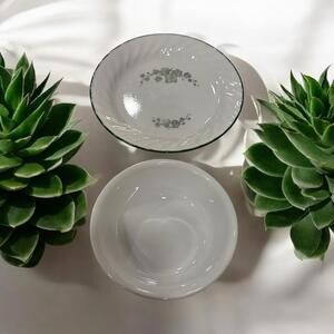 1  Corelle Calloway Green Ivy  Salad Dessert Plate 7 1/4” & White 5.25 Bowl